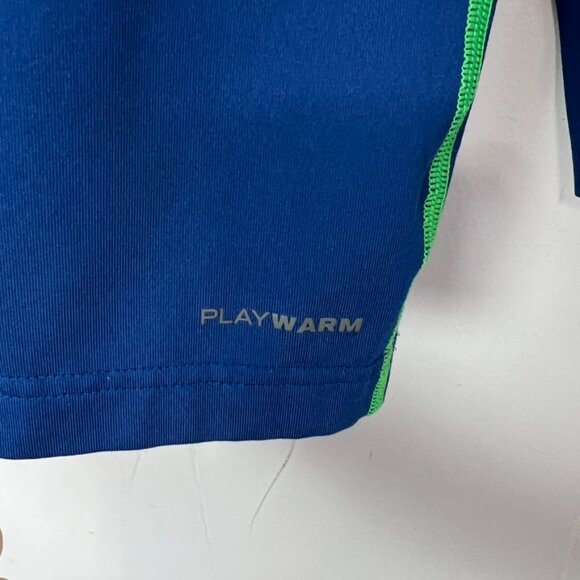 Reebok Quarter Zip Active Long Sleeve Shirt Cobalt Blue Green Medium - Picture 5 of 5